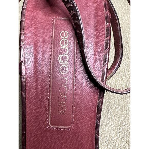 Sergio Rossi Brown Reptile Leather Ankle Strap Platform Heeled Sandals 40.5/ 9.5 - Picture 8 of 9